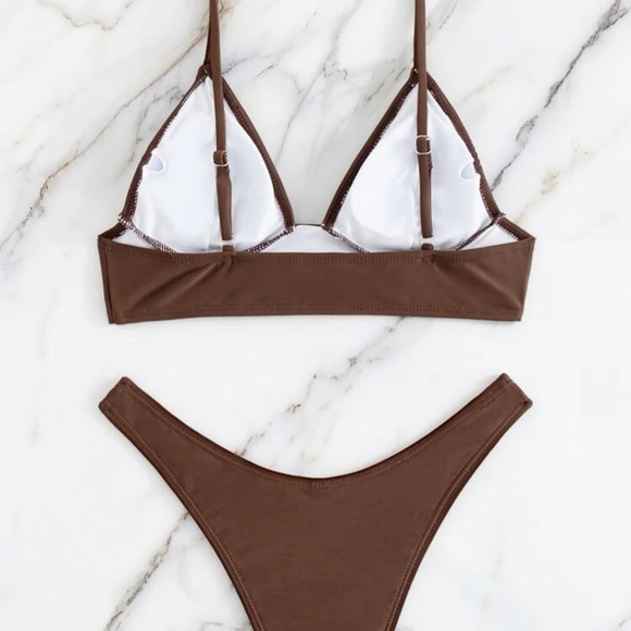 SHEIN Plain High Cut Bikini Swimsuit - Picture 3 of 3